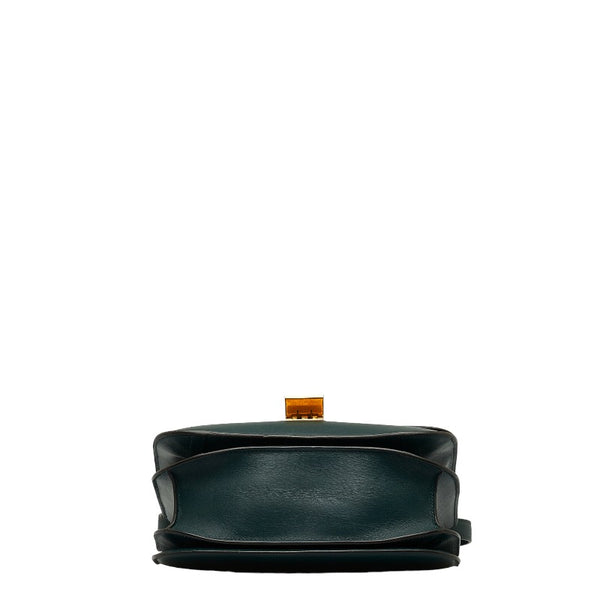 セリーヌ クラシックボックス ミディアム ショルダーバッグ グリーン レザー レディース CELINE 【中古】