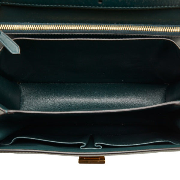 セリーヌ クラシックボックス ミディアム ショルダーバッグ グリーン レザー レディース CELINE 【中古】