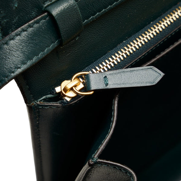 セリーヌ クラシックボックス ミディアム ショルダーバッグ グリーン レザー レディース CELINE 【中古】