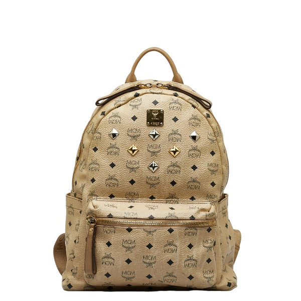 エム シー エム ヴィセトス ロゴグラム リュック バックパック ベージュ PVC レザー レディース MCM 【中古】