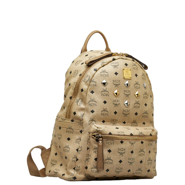 エム シー エム ヴィセトス ロゴグラム リュック バックパック ベージュ PVC レザー レディース MCM 【中古】