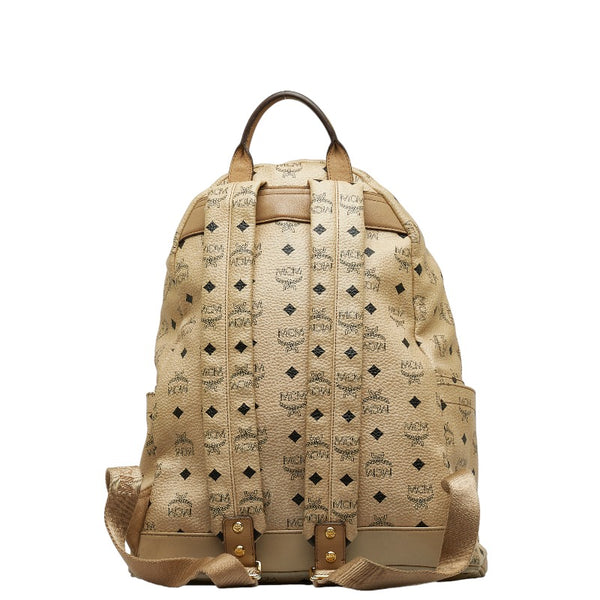 エム シー エム ヴィセトス ロゴグラム リュック バックパック ベージュ PVC レザー レディース MCM 【中古】