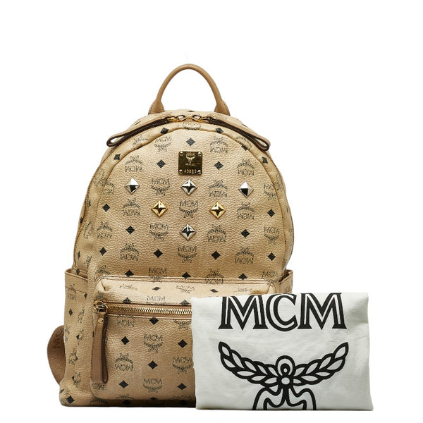 エム シー エム ヴィセトス ロゴグラム リュック バックパック ベージュ PVC レザー レディース MCM 【中古】