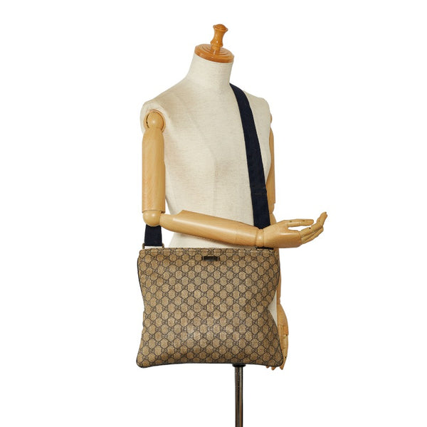 グッチ GGプラス 斜め掛け ショルダーバッグ 201446 ベージュ ブラック PVC レザー レディース GUCCI 【中古】