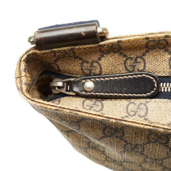 グッチ GGプラス 斜め掛け ショルダーバッグ 201446 ベージュ ブラック PVC レザー レディース GUCCI 【中古】