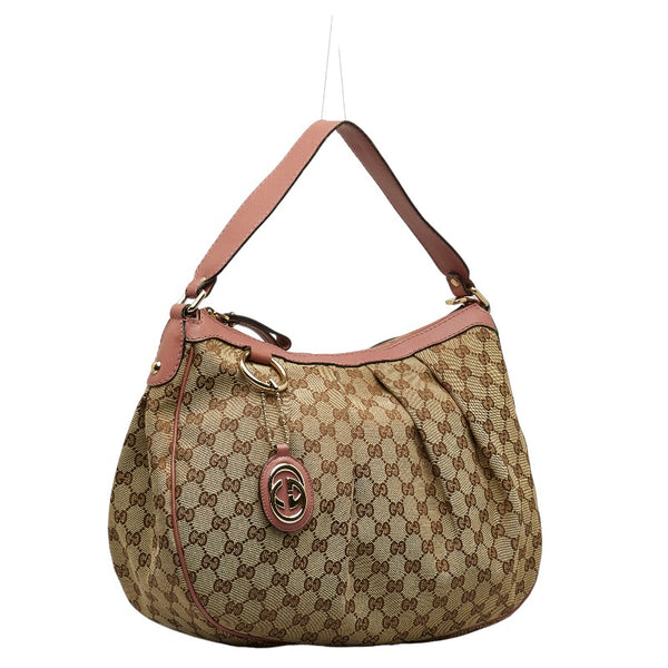 グッチ GGキャンバス ショルダーバッグ ワンショルダーバッグ 232955 ベージュ ピンク キャンバス レザー レディース GUCCI 【中古】
