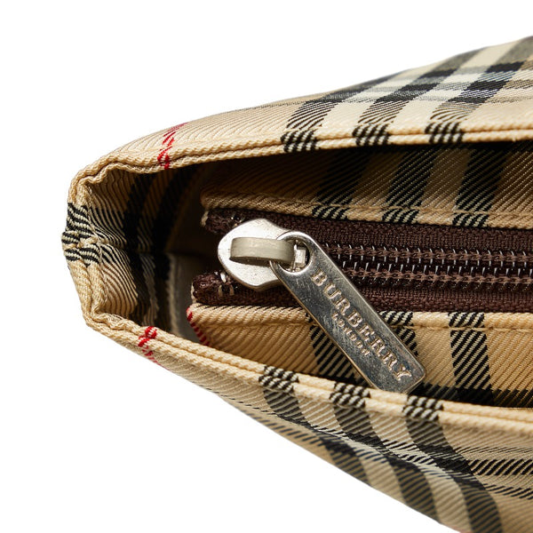 バーバリー ノバチェック ハンドバッグ トートバッグ ブラウン キャンバス レザー レディース BURBERRY 【中古】