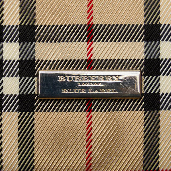 バーバリー ノバチェック ハンドバッグ トートバッグ ブラウン キャンバス レザー レディース BURBERRY 【中古】