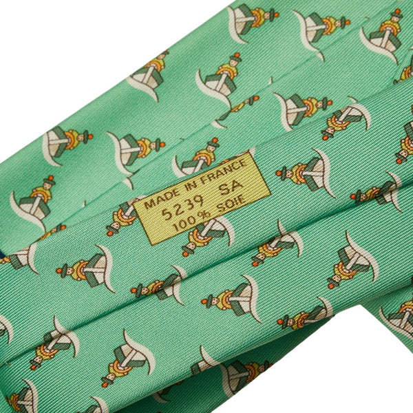 エルメス 総柄 ネクタイ グリーン マルチカラー シルク メンズ HERMES 【中古】