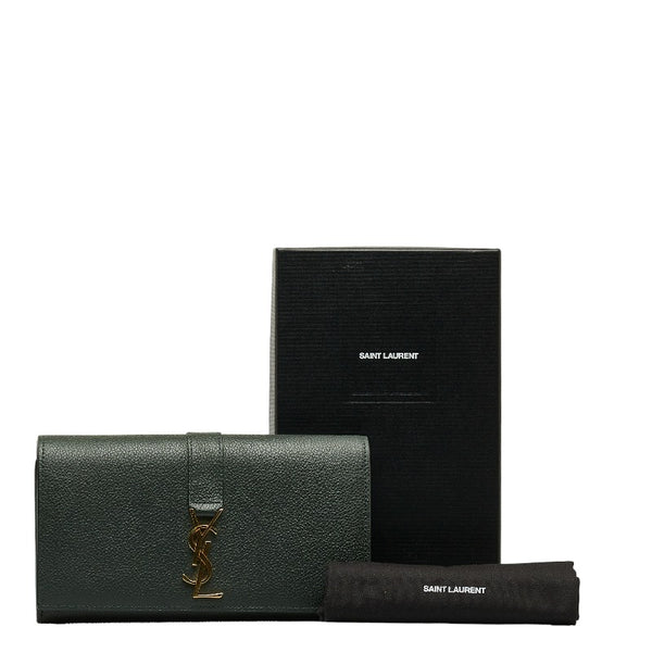 サンローラン 長財布 グリーン レザー レディース SAINT LAURENT 【中古】
