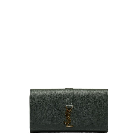 サンローラン 長財布 グリーン レザー レディース SAINT LAURENT 【中古】