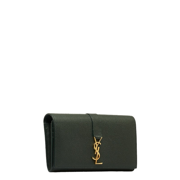 サンローラン 長財布 グリーン レザー レディース SAINT LAURENT 【中古】