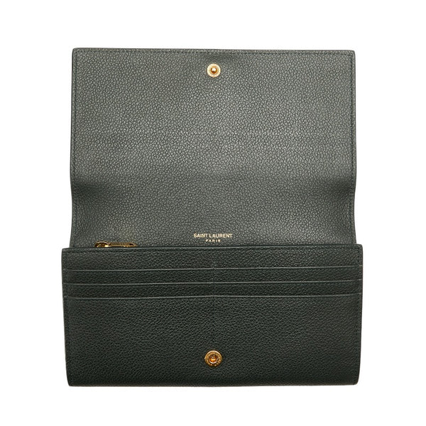 サンローラン 長財布 グリーン レザー レディース SAINT LAURENT 【中古】