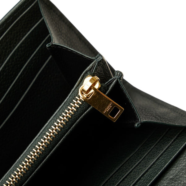 サンローラン 長財布 グリーン レザー レディース SAINT LAURENT 【中古】