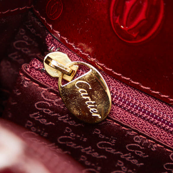 カルティエ ハッピーバースデー リュック バックパック ワインレッド パテントレザー レディース CARTIER 【中古】