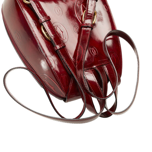 カルティエ ハッピーバースデー リュック バックパック ワインレッド パテントレザー レディース CARTIER 【中古】