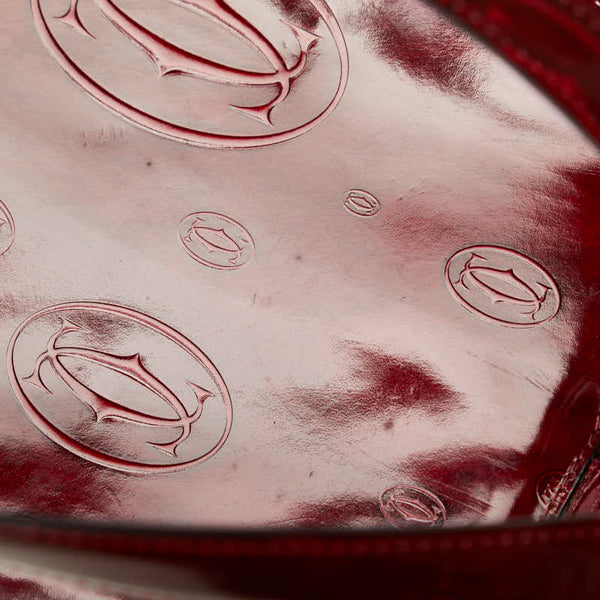 カルティエ ハッピーバースデー リュック バックパック ワインレッド パテントレザー レディース CARTIER 【中古】