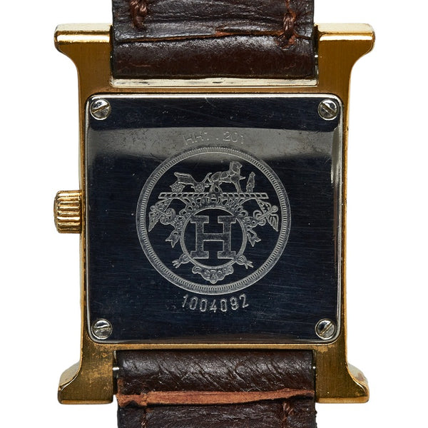 エルメス Hウォッチ 腕時計 クオーツ ホワイト文字盤 ステンレススチール レザー レディース HERMES 【中古】