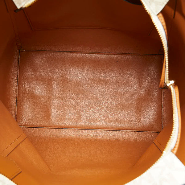 マイケルコース MKモノグラム トートバッグ ブラウン ホワイト PVC レザー レディース Michael Kors 【中古】