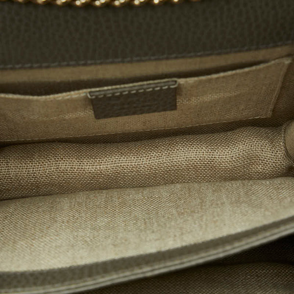 グッチ インターロッキングG チェーン ショルダーバッグ 510304 グレー レザー レディース GUCCI 【中古】