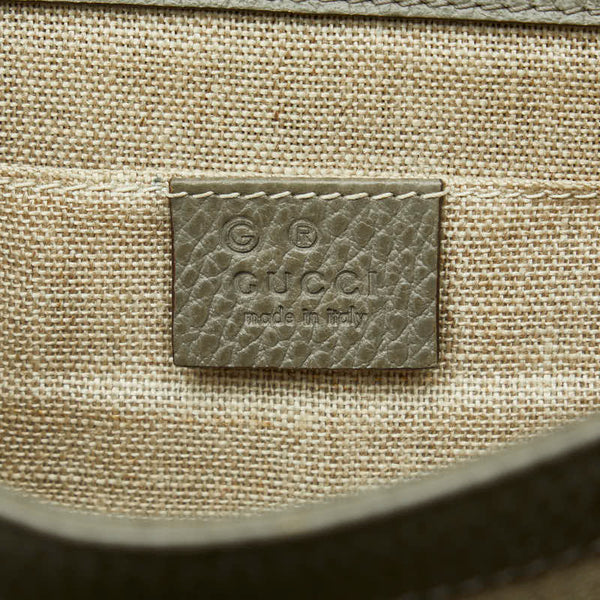 グッチ インターロッキングG チェーン ショルダーバッグ 510304 グレー レザー レディース GUCCI 【中古】