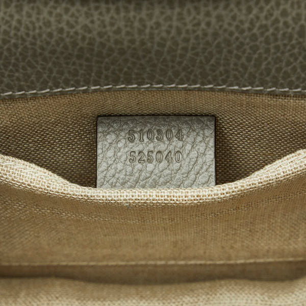 グッチ インターロッキングG チェーン ショルダーバッグ 510304 グレー レザー レディース GUCCI 【中古】