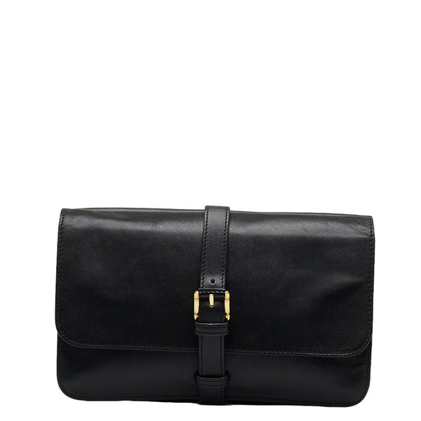 ロエベ アナグラム クラッチバッグ セカンドバッグ ブラック レザー レディース LOEWE 【中古】