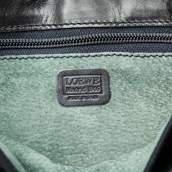 ロエベ アナグラム クラッチバッグ セカンドバッグ ブラック レザー レディース LOEWE 【中古】