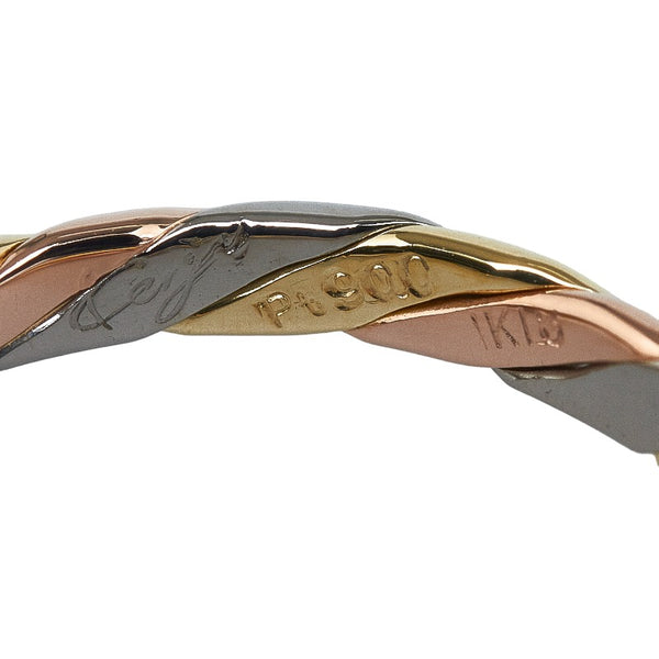 ゴールド シルバー K18 ゴールド Pt900 プラチナ コンビ ダイヤ0.33ct スリーカラー 3本セット ハート クローバーモチーフ リング 指輪 レディース 11号 【中古】