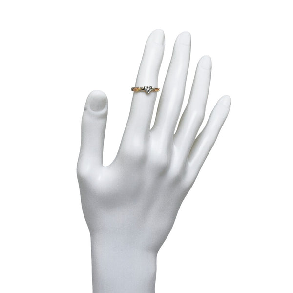 ゴールド シルバー K18 ゴールド Pt900 プラチナ コンビ ダイヤ0.33ct スリーカラー 3本セット ハート クローバーモチーフ リング 指輪 レディース 11号 【中古】