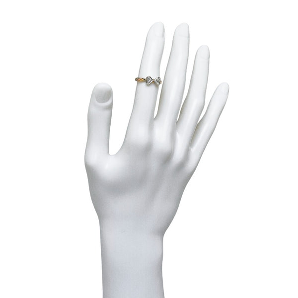 ゴールド シルバー K18 ゴールド Pt900 プラチナ コンビ ダイヤ0.33ct スリーカラー 3本セット ハート クローバーモチーフ リング 指輪 レディース 11号 【中古】