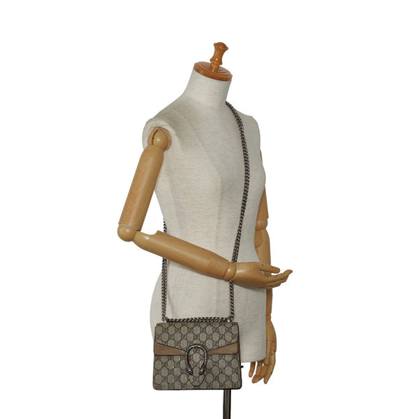 グッチ GGスプリーム ディオニュソス 斜め掛け チェーン ショルダーバッグ 421970 ベージュ PVC スウェード レディース GUCCI 【中古】