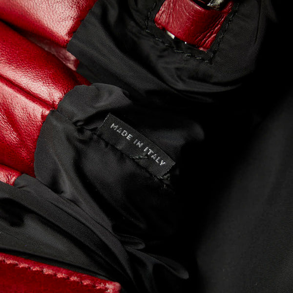 プラダ 三角ロゴプレート ナッパボンバー ハンドバッグ ショルダーバッグ 2WAY BN2653 レッド ラムスキン レディース PRADA 【中古】
