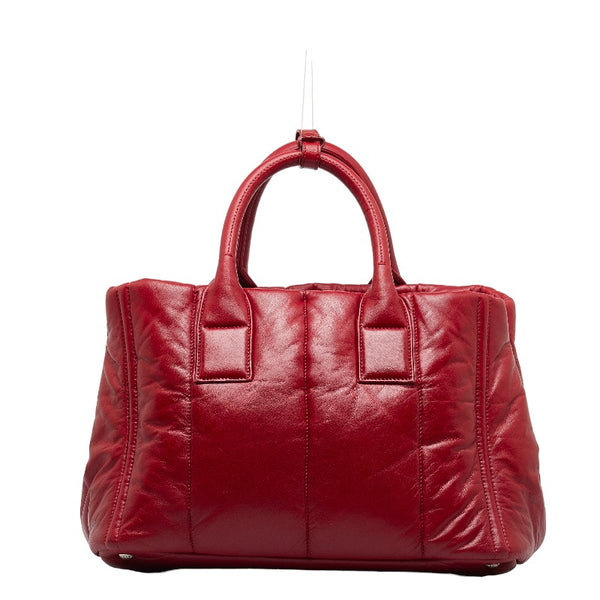 プラダ 三角ロゴプレート ナッパボンバー ハンドバッグ ショルダーバッグ 2WAY BN2653 レッド ラムスキン レディース PRADA 【中古】