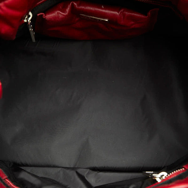 プラダ 三角ロゴプレート ナッパボンバー ハンドバッグ ショルダーバッグ 2WAY BN2653 レッド ラムスキン レディース PRADA 【中古】