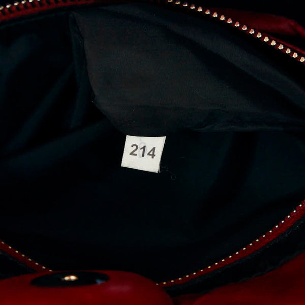 プラダ 三角ロゴプレート ナッパボンバー ハンドバッグ ショルダーバッグ 2WAY BN2653 レッド ラムスキン レディース PRADA 【中古】