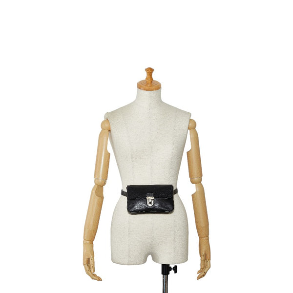 プラダ ミニ ウエストバッグ ボディバッグ ブラック レザー レディース PRADA 【中古】