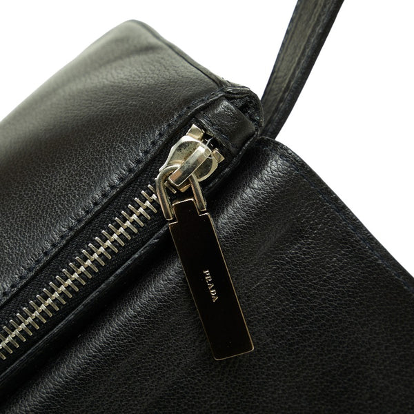 プラダ ミニ ウエストバッグ ボディバッグ ブラック レザー レディース PRADA 【中古】