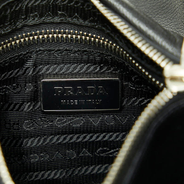 プラダ ミニ ウエストバッグ ボディバッグ ブラック レザー レディース PRADA 【中古】