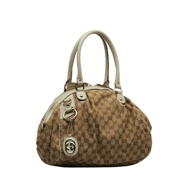 グッチ GGキャンバス スーキー ハンドバッグ ショルダーバッグ 2WAY 223974 ベージュ ブラウン キャンバス レザー レディース GUCCI 【中古】