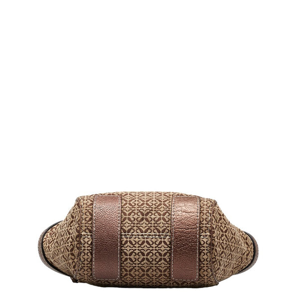 ロエベ ニューロードライン ハンドバッグ ブラウン キャンバス レザー レディース LOEWE 【中古】