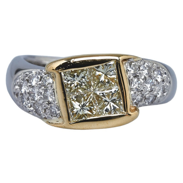 Pt900 プラチナ K18 ゴールド コンビ ダイヤ1.31ct リング 指輪 レディース 13.5号 【中古】