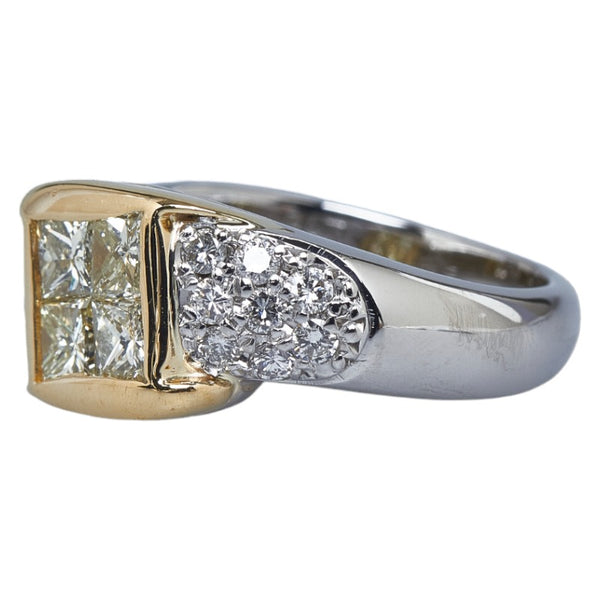 Pt900 プラチナ K18 ゴールド コンビ ダイヤ1.31ct リング 指輪 レディース 13.5号 【中古】