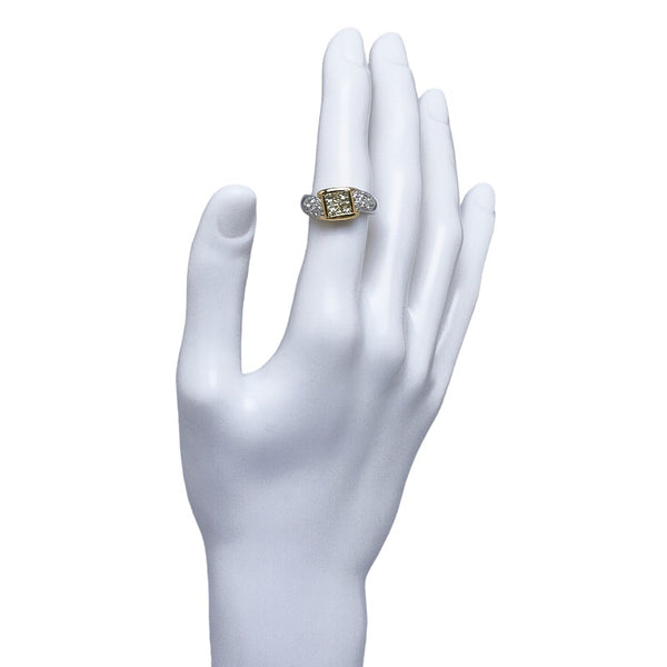 Pt900 プラチナ K18 ゴールド コンビ ダイヤ1.31ct リング 指輪 レディース 13.5号 【中古】