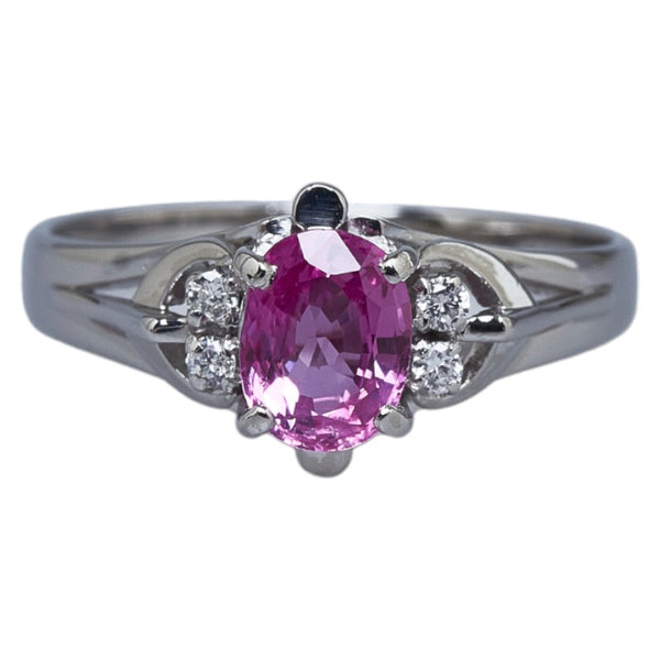 Pt900 プラチナ ピンクサファイア0.920ct ダイヤ0.05ct リング 指輪 レディース 12.5号 【中古】