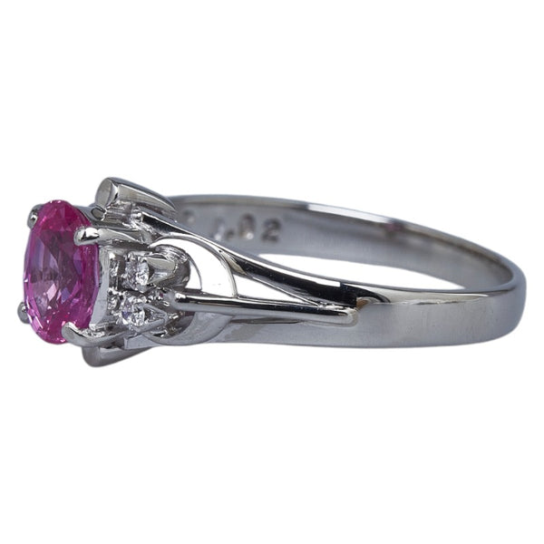 Pt900 プラチナ ピンクサファイア0.920ct ダイヤ0.05ct リング 指輪 レディース 12.5号 【中古】