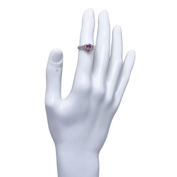 Pt900 プラチナ ピンクサファイア0.920ct ダイヤ0.05ct リング 指輪 レディース 12.5号 【中古】