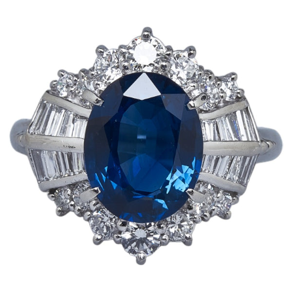 Pt900 プラチナ サファイア3.75ct ダイヤ1.05ct リング 指輪 レディース 13.5号 【中古】