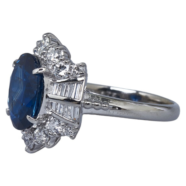 Pt900 プラチナ サファイア3.75ct ダイヤ1.05ct リング 指輪 レディース 13.5号 【中古】