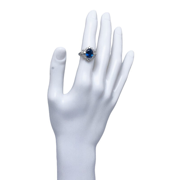 Pt900 プラチナ サファイア3.75ct ダイヤ1.05ct リング 指輪 レディース 13.5号 【中古】